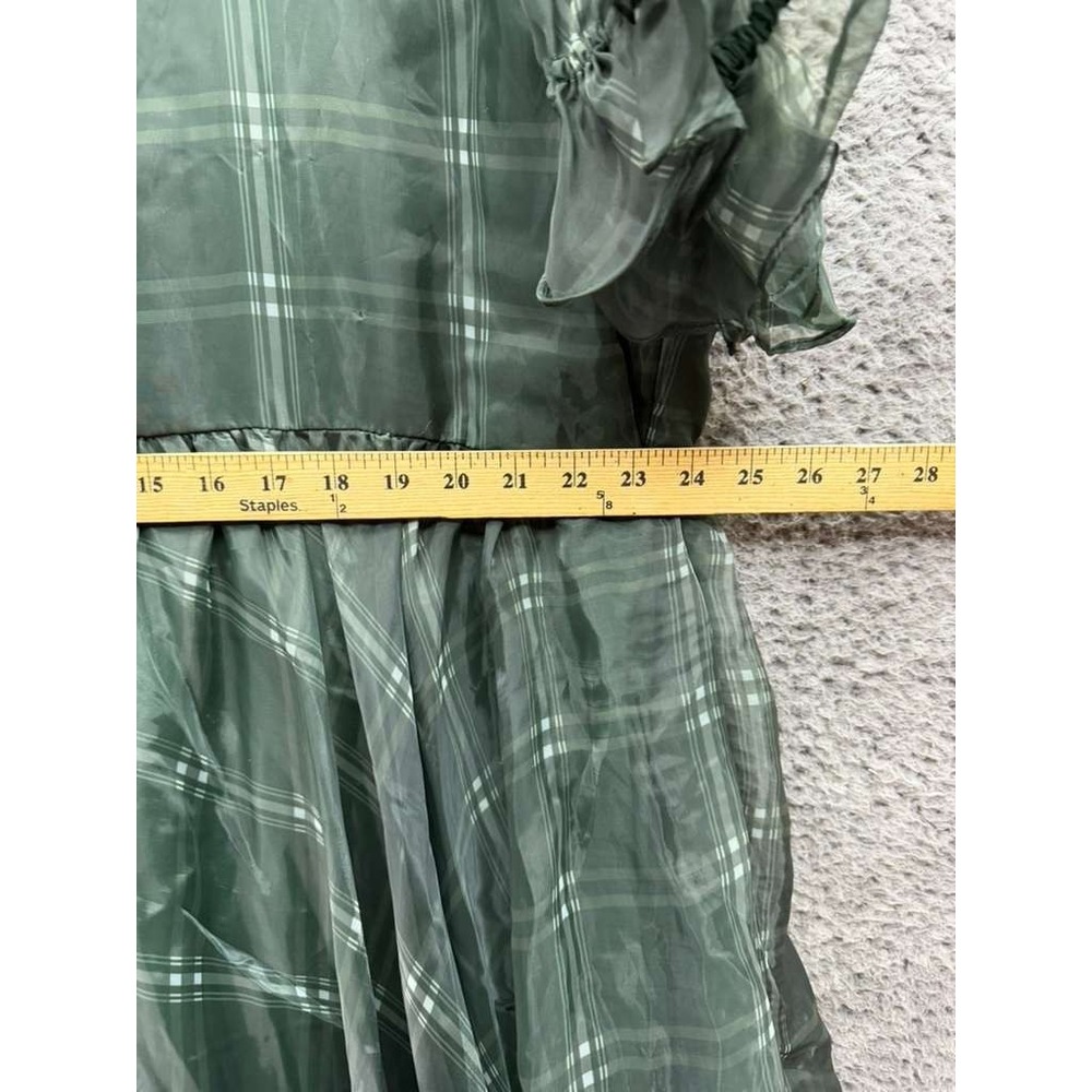 Jessakae Puff-Sleeve Cordelia Maxi Dress Green Plaid Womens Plus Size 4X - Picture 13 of 14
